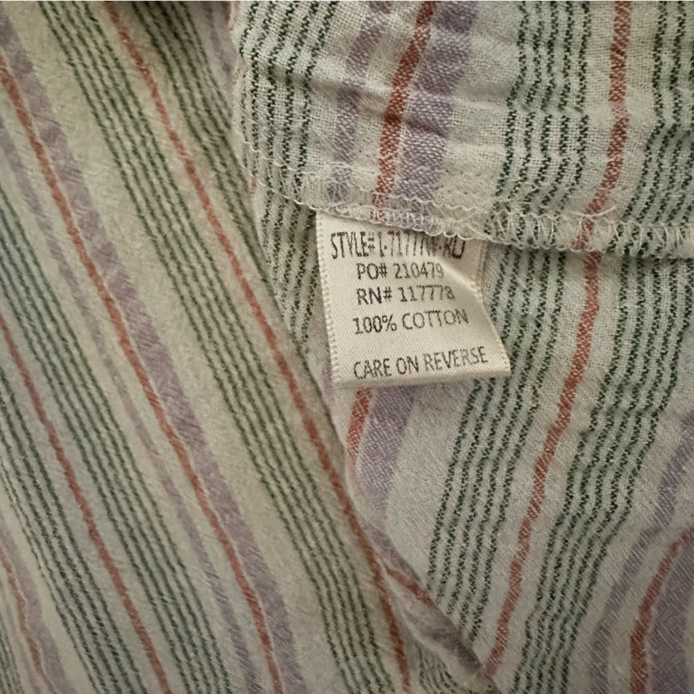 007.NWT Natural/Lilac/Green Stripe Babydoll V-Neck Dress - Picture 7 of 12